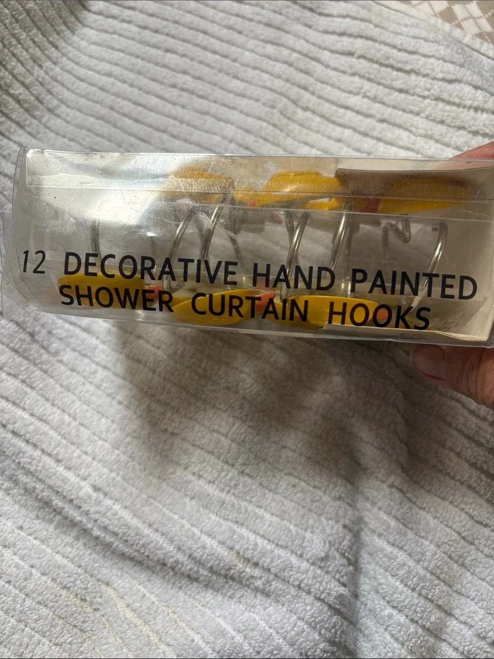 Hand Crafted Yellow Shower Curtain Hooks - Set of 12